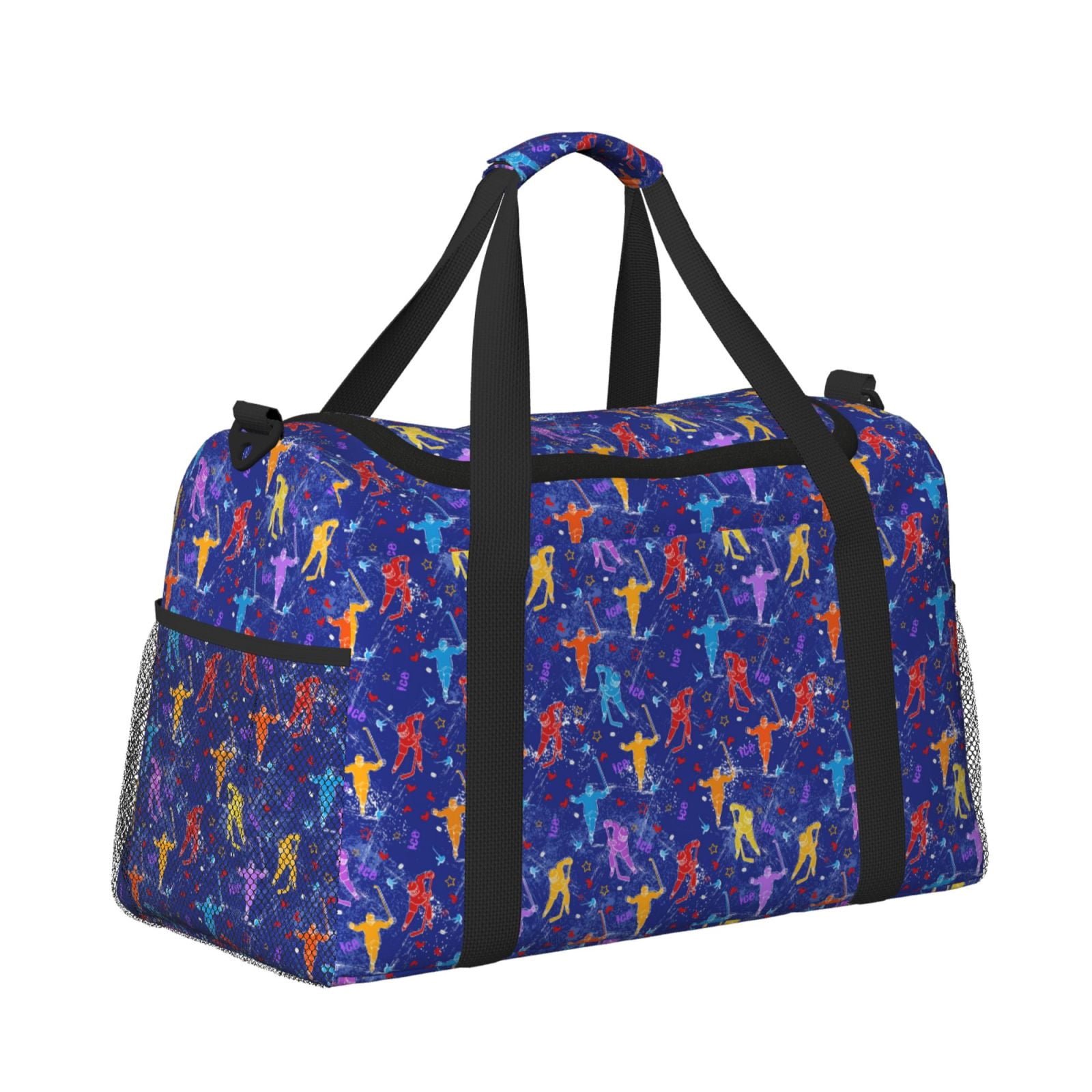 Fuzoiu Ice Hockey Players With Puck Print Travel Duffle Bag,Carry On Tote Bags,Duffel Bag,Sport Gym Bag, Hospital Bag for Labor and Delivery, Overnight Bag,Luggage Bag