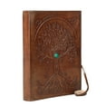 thumbnail image 5 of Handmade Leather Refillable Journal with Tree of Life Design 7x5 inch, Lined Paper, Medium Size, 5 of 7