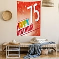 thumbnail image 2 of 75th Birthday Decorations Tapestry, Old Age Seventy Five Years Party Invite Retro Style Greeting, Wall Hanging for Bedroom Living Room Dorm Decor, 60W X 80L Inches, Multicolor, by Ambesonne, 2 of 5