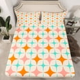 thumbnail image 2 of Manfei Colorful Stars Full Size Sheets 4-Piece, Modern Geometric Art Bed Sheets, Abstract Orange Cyan Beige Sheet Sets, Lightweight Room Decor, 2 of 7