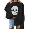 thumbnail image 5 of Oversized Womens Halloween Sweatshirt Skull Graphic Crew Neck Pullover Long Sleeve Loose Fit Casual Fall Winter Tops Ribbed Cuffs and Hem Cozy Streetwear Graphic Sweatshirt, 5 of 6