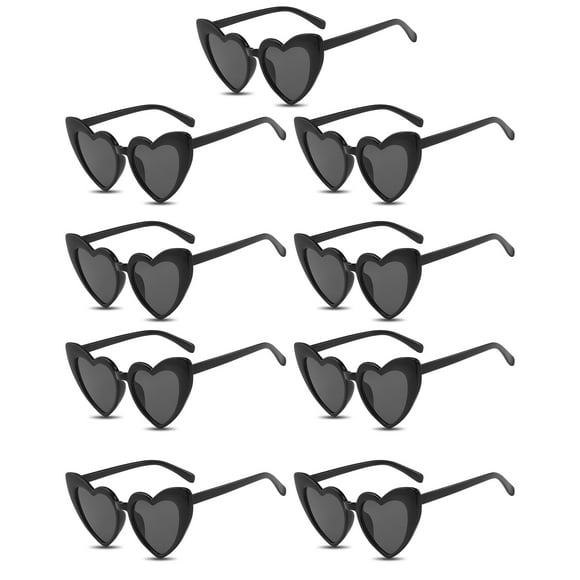 Lentes de Sol PLULON en Forma de Corazón Vintage Negro x9 Pares