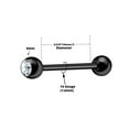 thumbnail image 2 of (14g ) Barbell Tongue Ring Anodized Black Titanium with Jewel, 2 of 3
