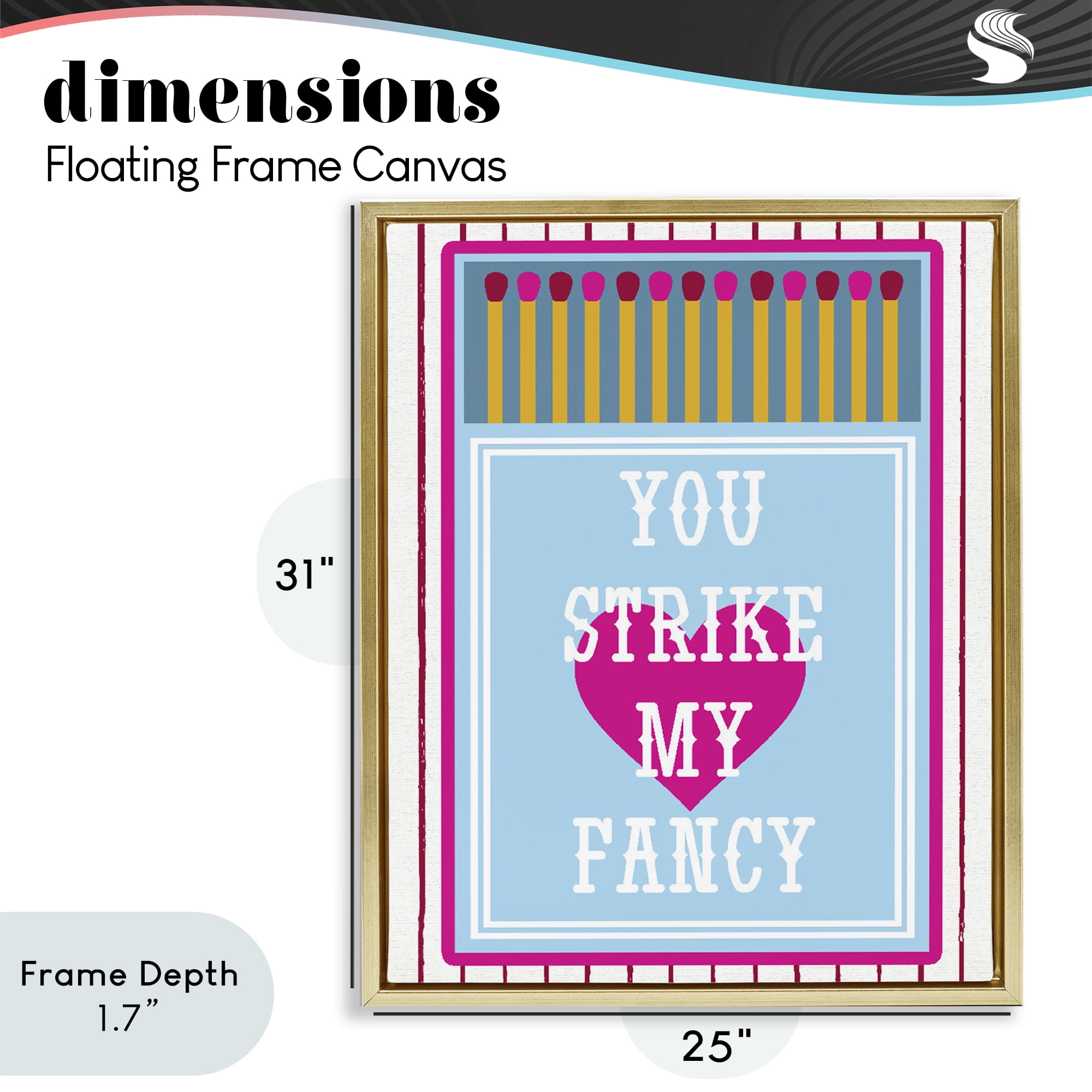 Stupell Industries You Strike My Fancy Gold Framed Floater Canvas Wall Art, design by Lil' Rue