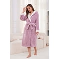 thumbnail image 3 of U2SKIIN Womens Hooded Fleece Robes, Soft Long Bathrobe Fluffy Warm Loungewear,(Light Pink Mel.2XL-3XL), 3 of 5