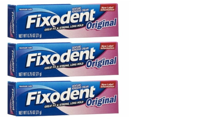 Fixodent Denture Adhesive Cream, Treatment Original, 0.75 oz. - 3 pack