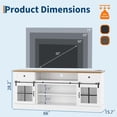 thumbnail image 2 of Farmhouse TV Stand for 75 Inch TVs - Sliding Barn Doors, 2 Drawers, Adjustable Shelves, Power Outlets, LED Lighting, Spacious Storage - Brown Top Panel + White Front Panel, 2 of 7
