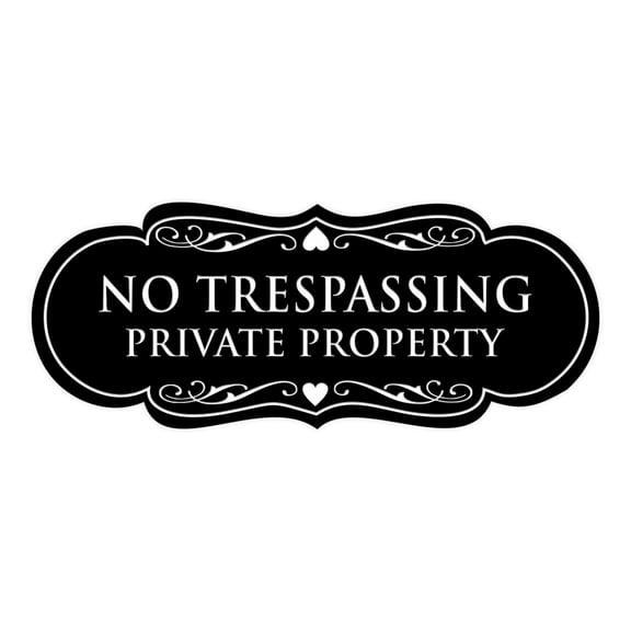 Designer No Trespassing Private Property Sign(Black) - Small