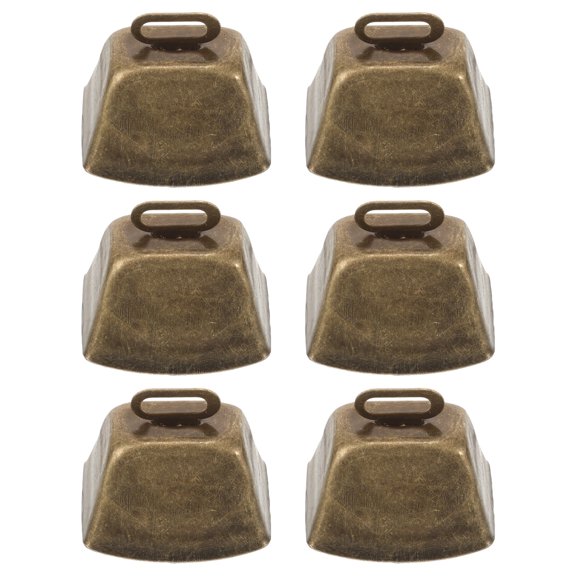 Vintage Cowbell Bells Mini Noise Makers for Sporting Events Copper Pet Square Wind Chime 6 Pcs