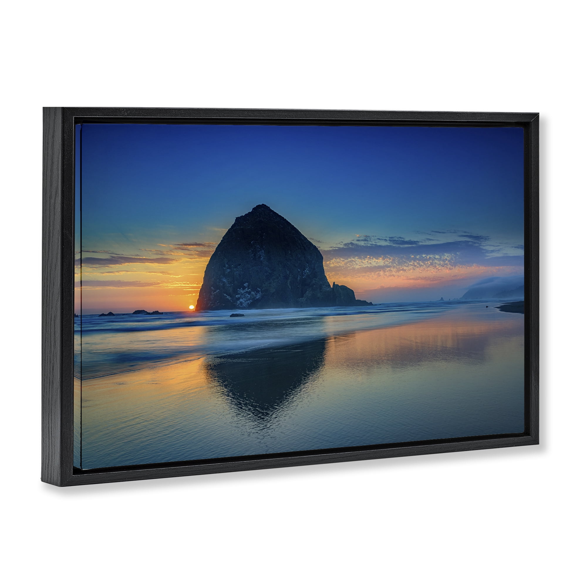 Stupell Industries Deep Sunset Island View Landscape & Nature Photography Black Floater Framed Canvas Art Print Wall Art, 31 x 21