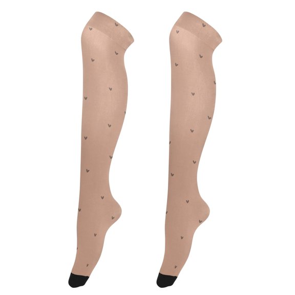 Brown Heart High Thigh Socks Over Knee Thin Tights Long Stocking for Women Leg Warmer
