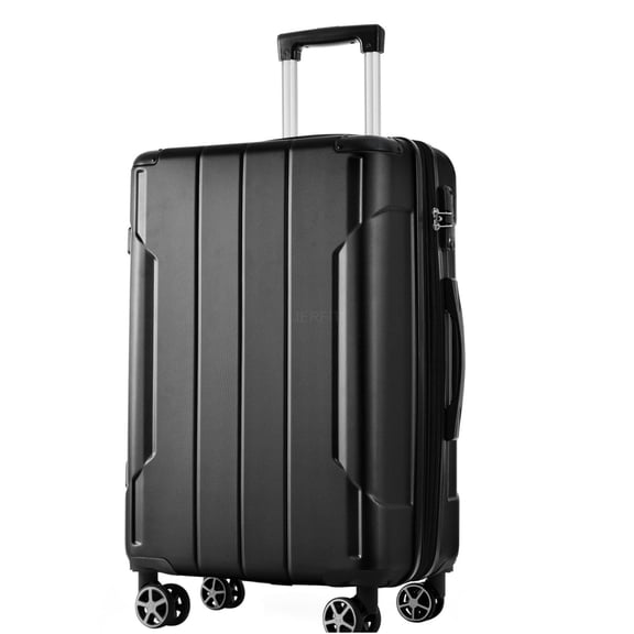 JERFIT 24" Expandable Hardshell Suitcase, Lightweight ABS Checked Luggage with TSA Lock & 8 Spinner Wheels for Travel, Black