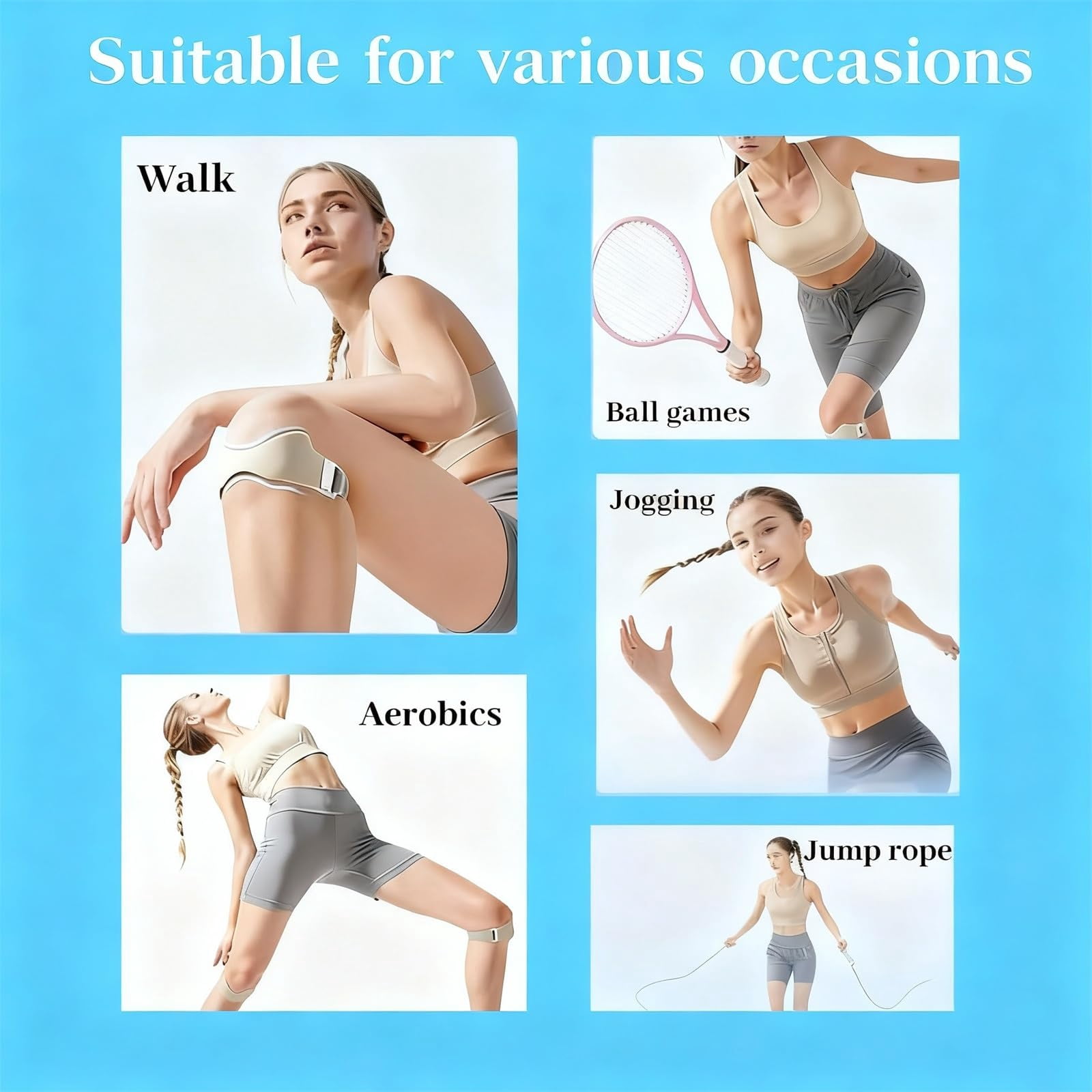 Knee Strap Patella Adjustable Sports Support Band, Adjustable Knee Support Brace for Men & Women