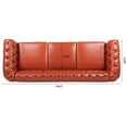 thumbnail image 6 of 84.65" PU Three Seater Sofa,High Quality Modern Classic Sofa,Rolled Arm Chesterfield Couches for Living Room,Orange, 6 of 7
