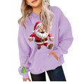 thumbnail image 4 of UACY Girls Christmas Hoodie Kids Cute Preppy Fleece Lined Long Sleeve Santa Claus Graphic Hooded Sweatshirt Fall Winter Pullover Tops (Purple, 7-8 Years), 4 of 5