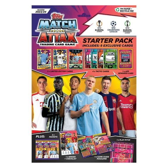 2023-24 Topps Match Attax UEFA Champions League Cards - Starter Pack (Album, 36 Cards 3 LE)