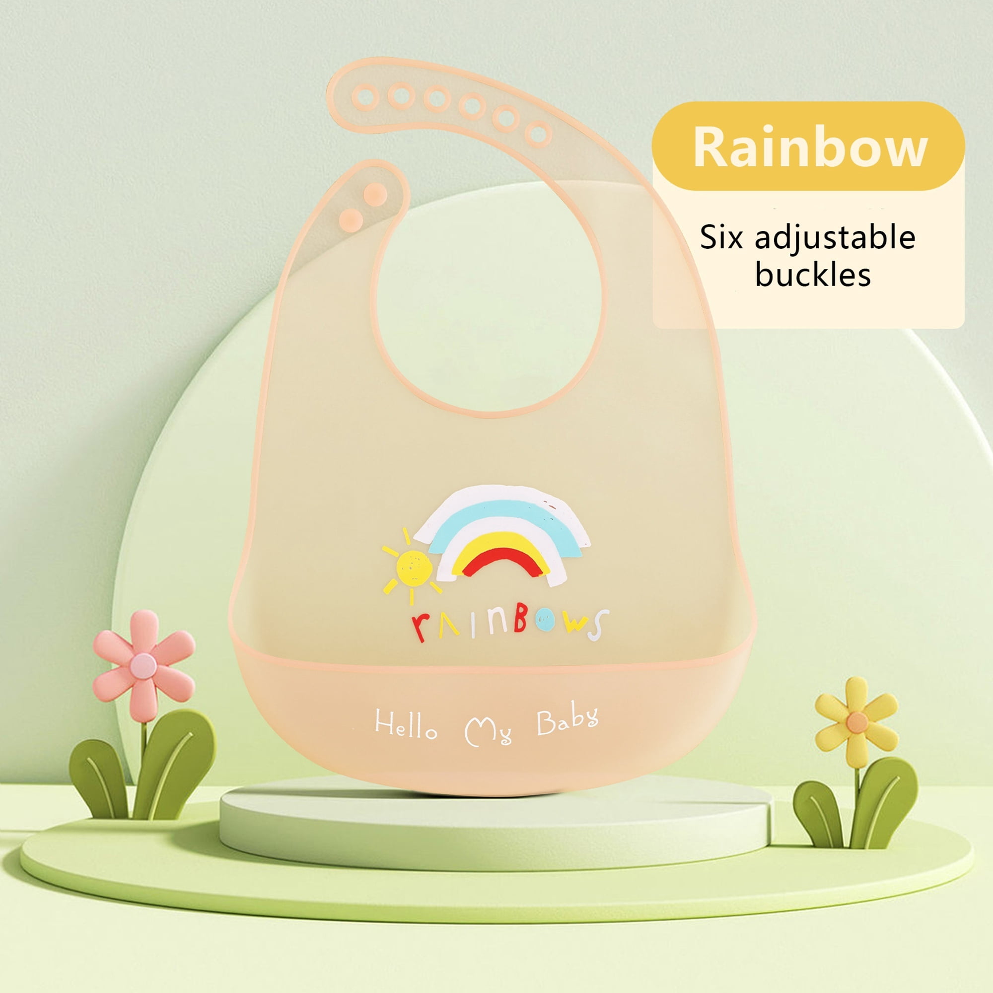 GOLDCOLIN Set of 3 Silicone Bibs for Babies & Toddlers,Soft Adjustable Bibs with Pocket Food Catcher for Baby Girl,Boy