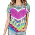 thumbnail image 2 of Fiudx Ofertas Flash Del Día Top/Camisa de Manga Corta con Cuello Redondo y Estampado de Amor para Mujer, 2 of 4