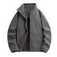 thumbnail image 2 of Timoontee Men's Sherpa Lined Jacket Casual Comfy Fleece Jacket Long Sleeve Stand Collar Jacket Solid Full Zip Jacket Coat Fall Winter Clothes Gray XXXXL, 2 of 4