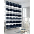 thumbnail image 3 of Navy Blue Shower Curtain, Grey Black Stripe Abstract Geometric Striped Waterproof Shower Curtain Set with 12 Hooks Lightweight Washable Fabric Shower Curtains for Bathroom 72x72 Inches, 3 of 6