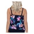 thumbnail image 2 of ISLAND ESCAPE Women's Black Floral Removable Straps Removable Cups Pleated Tie Rio Bloom Bandeau Tankini Swimsuit Top 10, 2 of 2