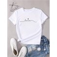 thumbnail image 3 of Women's Casual Short Sleeve T-Shirt, With "Love" Script Graphic, Round Neck, Relaxed Fit Top For Sports & Leisure Wear, 3 of 6
