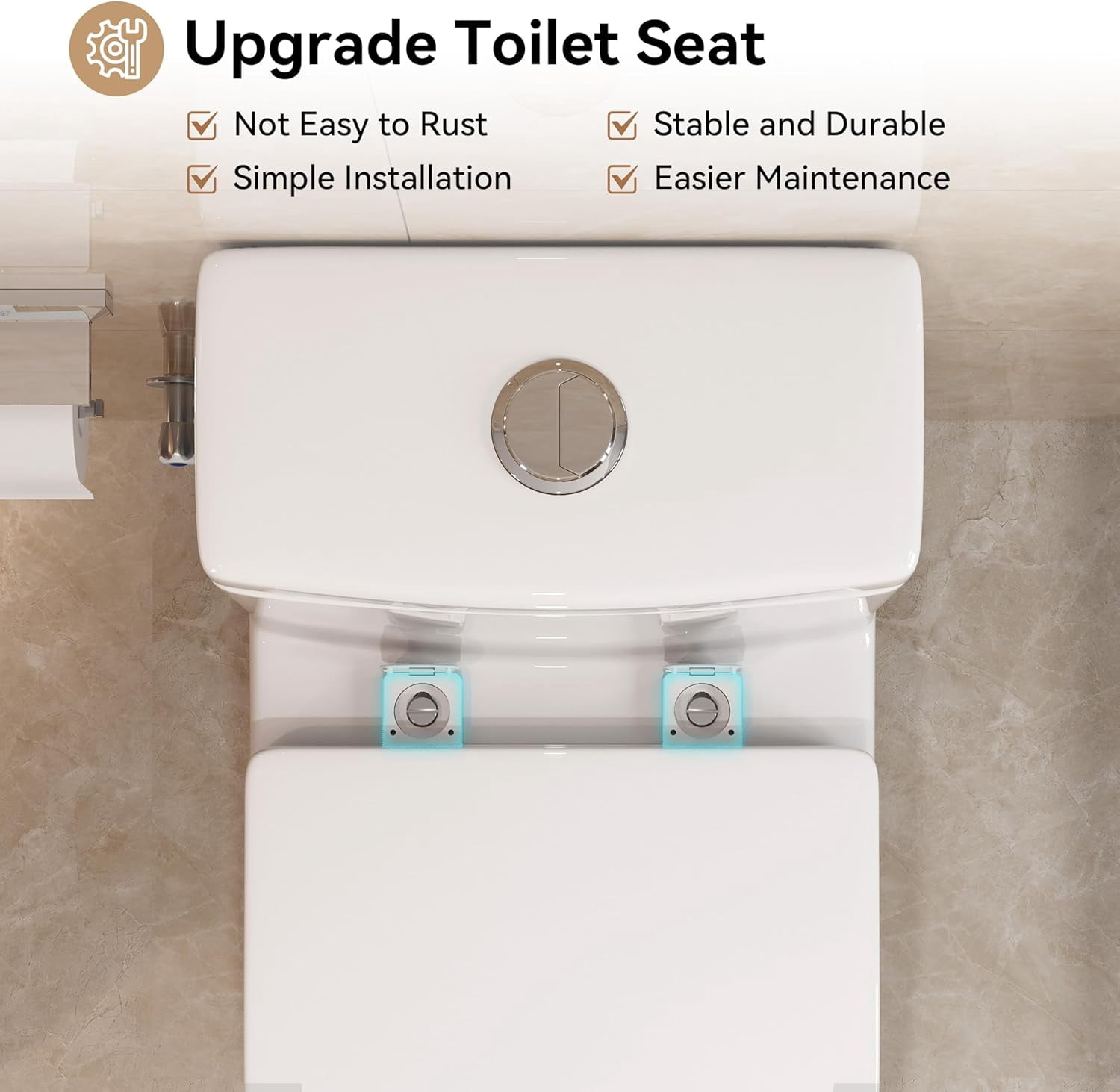 HOROW Small Toilet One Piece Short Compact Bathroom Tiny Mini Commode Water Closet Dual Flush Concealed Trapway