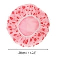 thumbnail image 2 of Gorro de Ducha de Patrón de Corazón para Mujeres 1 Pc para Baño, Viaje de Negocios, Vacaciones, Hotel Rosa PEVA Microfibra, 2 of 3