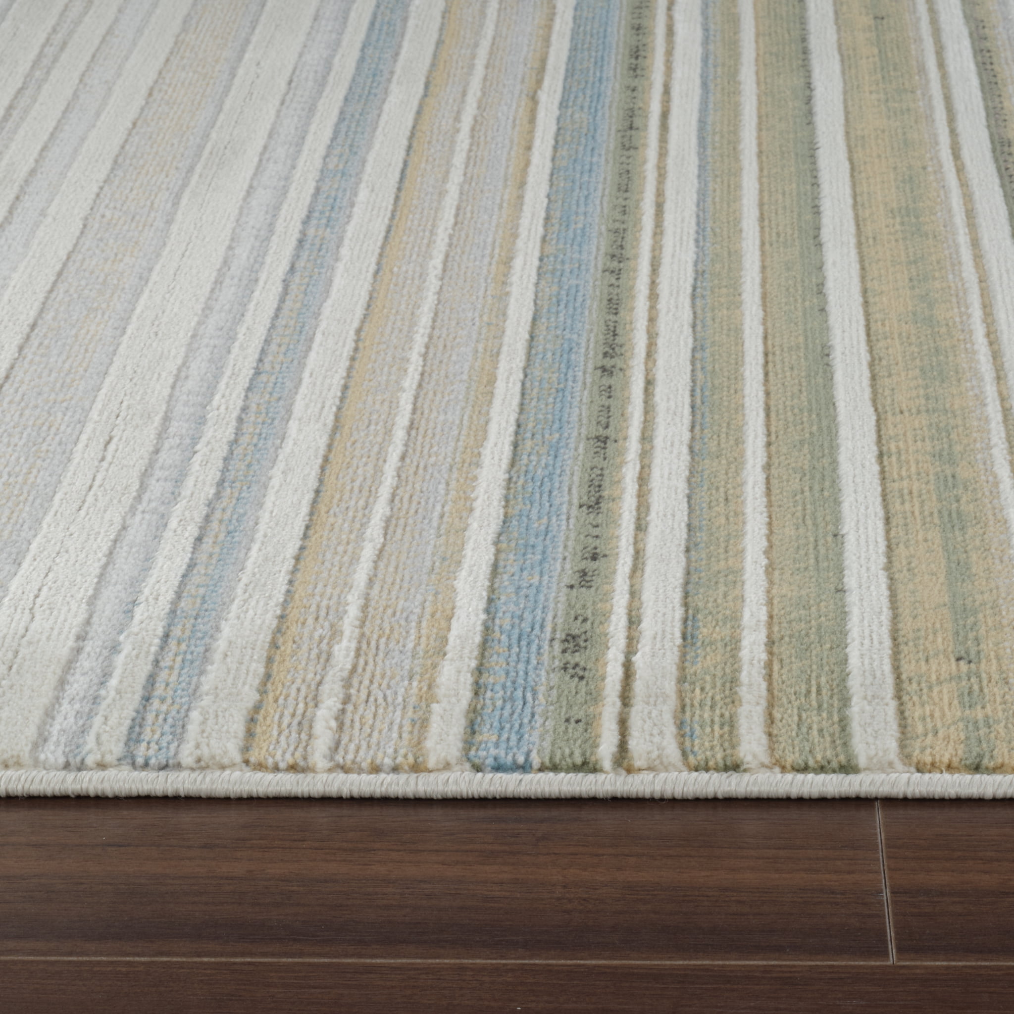 Rug Branch Nomad Striped Indoor Area Rug, Beige Blue, Modern - Living Room, Bedroom, Dining Room, and Kitchen