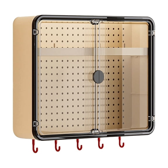 WEGFTDUOP Bathroom Wall Mounted Storage Cabinet with Double Doors & Pegboard, Multifunctional Vanity Organizer