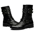 thumbnail image 4 of Santimon Men Boots Fashionable Motorcycle Boots Metallic Rivet Boots Smooth Black US 12.5, 4 of 7