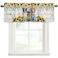 thumbnail image 3 of Valance for Windows,Watercolor Country Dogs Valances Curtain Rod Pocket Valance for Kitchen Bedroom Living Room Bathroom,Sunflowers Daisy on Wood Short Curtains Window Treatment 42x12in, 3 of 9