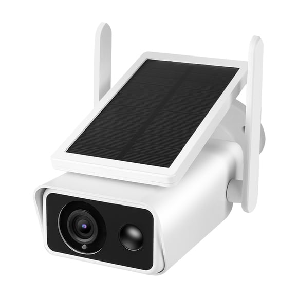 M Buder Cámara de Seguridad Solar Inalámbrica 1080P HD para Exterior - Monitor de Vigilancia IP66 Impermeable con Visión Nocturna y Audio Bidireccional (12.5 x 6.3 x 21.5 cm / 4.9 x 2.5 x 8.5 in)