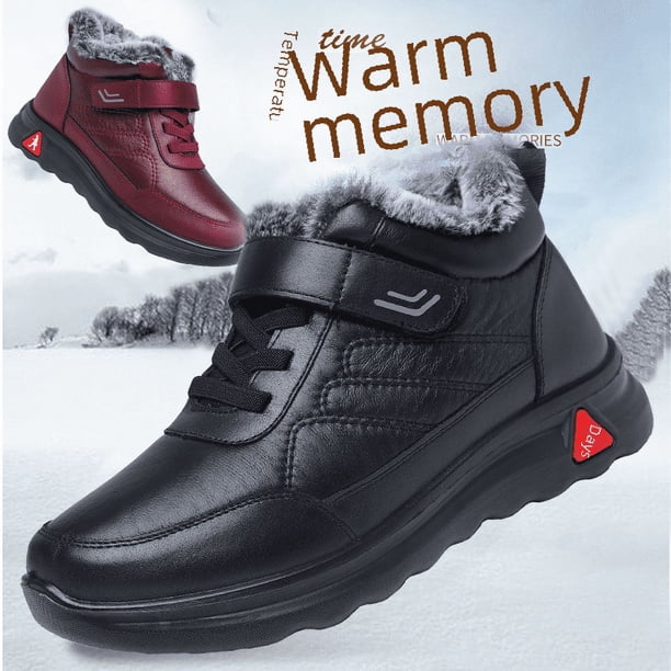 Zapatos impermeables para caminar, de cuero, para papá, de algodón, para hombres, con forro polar, grueso, para hombres y mujeres, para parejas, botas de algodón para mamá