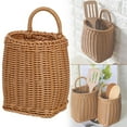 thumbnail image 1 of organization and storage,Wall Hanging Basket Kitchenware Imitation Vine Weaving Kitchen Garlic Storage Retro Portable Small Flower Kitchen Utensil Hanging Baskets For Plants,Yellow, 1 of 7