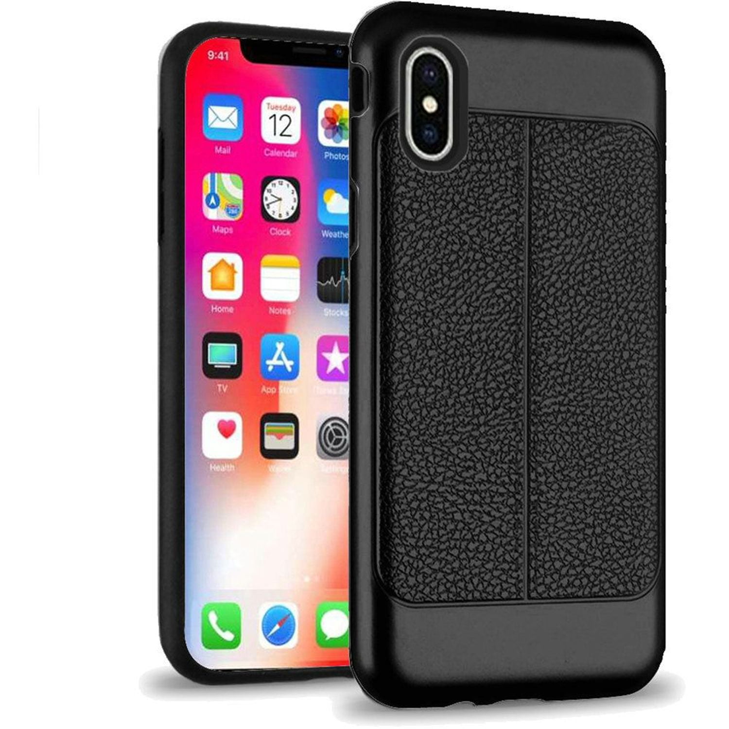 Apple iPhone X Case, by Insten Leatherette Hard Snapin Case Cover For