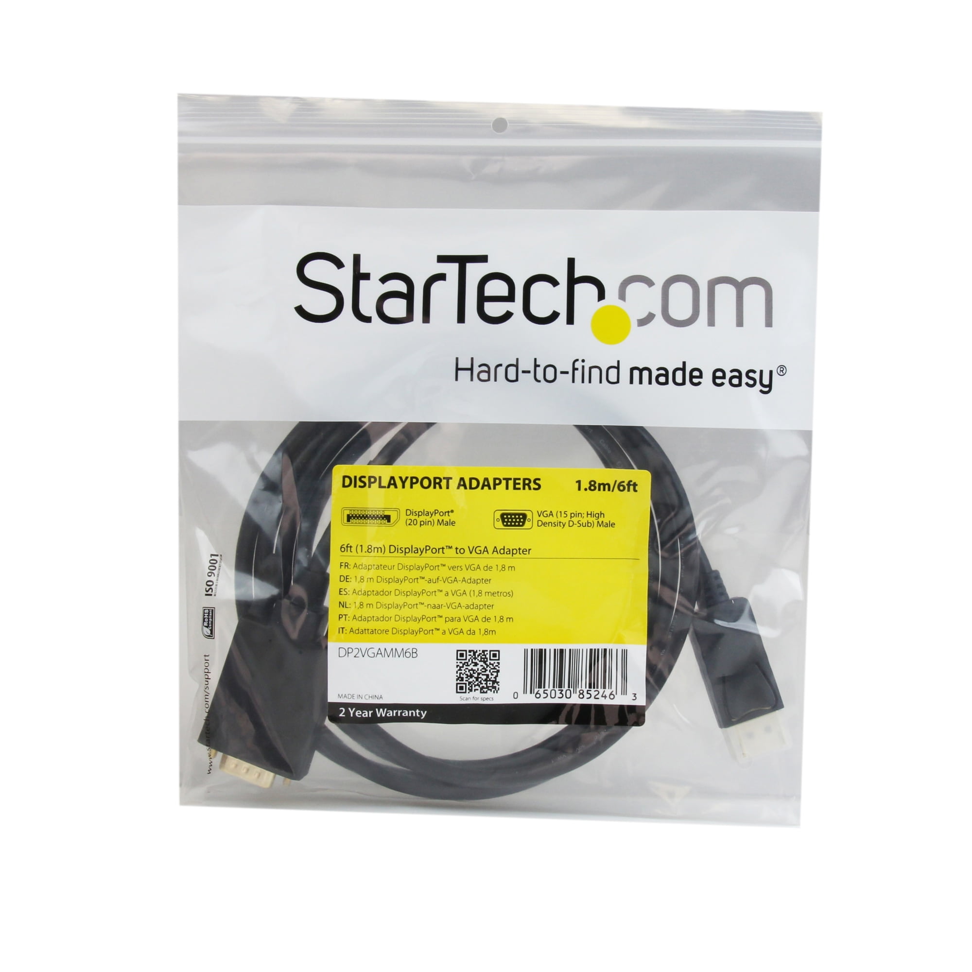 StarTech.com 6 ft DisplayPort? to VGA Adapter Converter Cable - DP to VGA 1920x1200 - Black