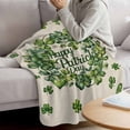 thumbnail image 3 of St Patrick's Day Blanket Soft Cozy Warm Throw Blanket for Couch, Plush Fuzzy Flannel Fleece Blankets for Sofa, Green Shamrock Wreath Love Lucky Beige Bed Blankets Lightweight Gifts for Women, 50"x60", 3 of 9