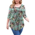 thumbnail image 3 of VERABENDI Women's Plus Size Long Sleeve Casual Tunic Tops Floral Blouses Henley T Shirts for Women, 3 of 6
