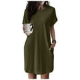 thumbnail image 7 of Casual Dresses For Womens Summer Solid Color Crew Neck Short Sleeve Pockets Loose Casual Shirt Dress Streetwear, 7 of 7