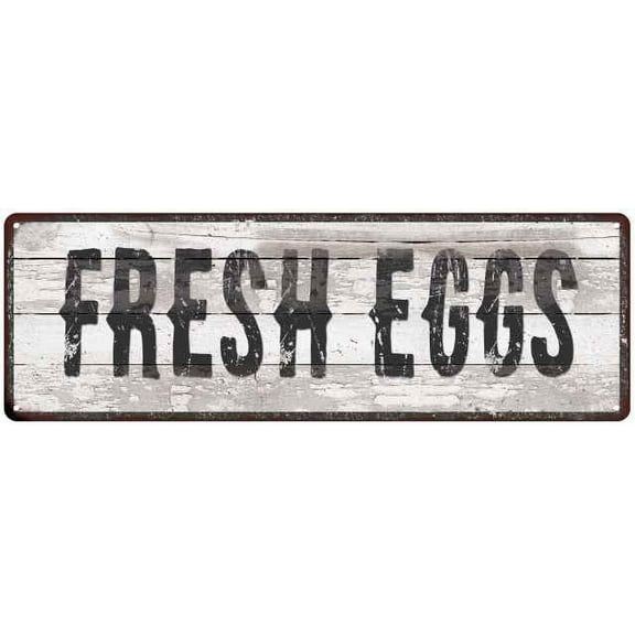 FRESH EGGS Ship Lap Look Country Chic 6x18 Metal Sign Wall Decor 206180044094