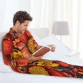 thumbnail image 6 of Disketp Colorful Vintage Floral Pattern Mens Pajama Set, Soft Warm Long Sleeve Sleepwear, Cozy Button-Down Pjs for Men-Large, 6 of 7