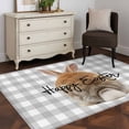 thumbnail image 4 of Grey Easter Area Rug 4x6 Washable Rug Non Slip Spring Watercolor Bunny Plaid Checkered Large Area Rug Indoor Floor Carpet for Entryway Bedroom Kitchen Living Room Home Office Dining Room Nursery, 4 of 8