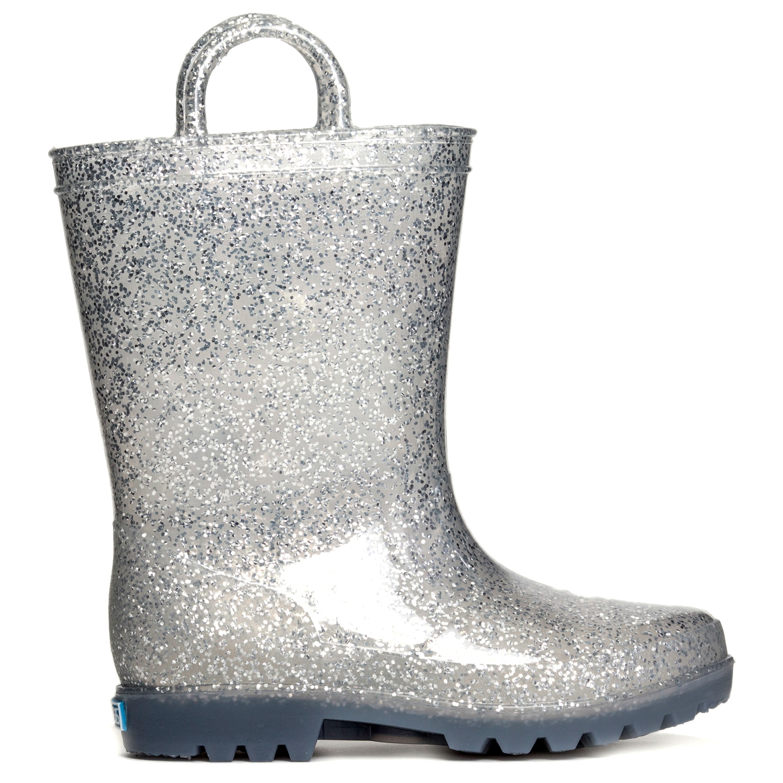 ZOOGS Kids Glitter Rain Boots for Girls and Toddlers Silver, 10 Toddler