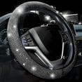 thumbnail image 1 of Funda para volante Bling Bling oso de fresa 15 pulgadas negro con diamante blanco, 1 of 5