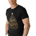 thumbnail image 1 of T-Shirts for Men, Merry Christmas Tree Star Crew Neck Cotton T-Shirt Men's Short Sleeve Gold Stripe Trees Texture, 1 of 8