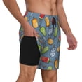 thumbnail image 2 of Balery Fruit Ice Cream Bañador para hombre, shorts de playa de secado rápido con entrepierna y forro de compresión-Large, 2 of 6