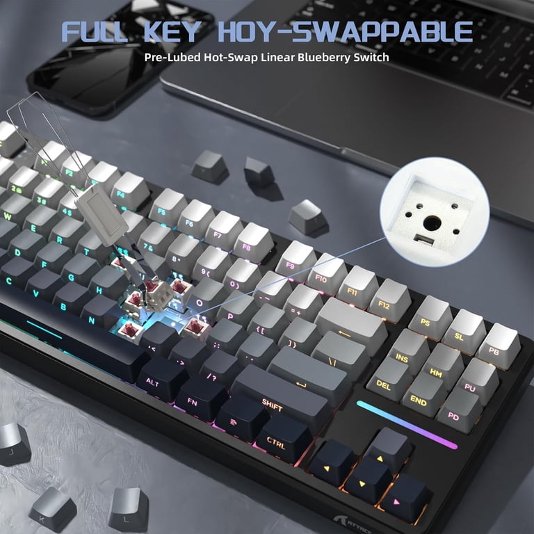 ATTACK SHARK X87 80% Wireless Mechanical Keyboard, BT5.0/2.4G/USB