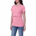 thumbnail image 6 of Frostluinai Womens Nursing Tops Short Sleeve Ribbed Breastfeeding Shirts Double Layer Maternity Shirt Crew Neck Short Sleeve Pregnancy Clothes, 6 of 8