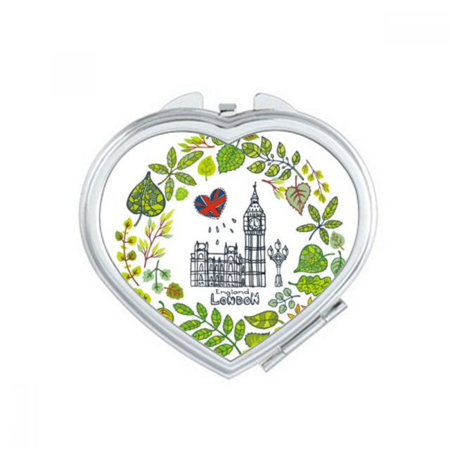Big Ben London England Illustration Mirror Travel Magnification Portable Handheld Pocket Makeup